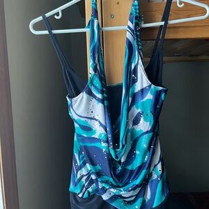 Multiwear blue silver marble sparkly top